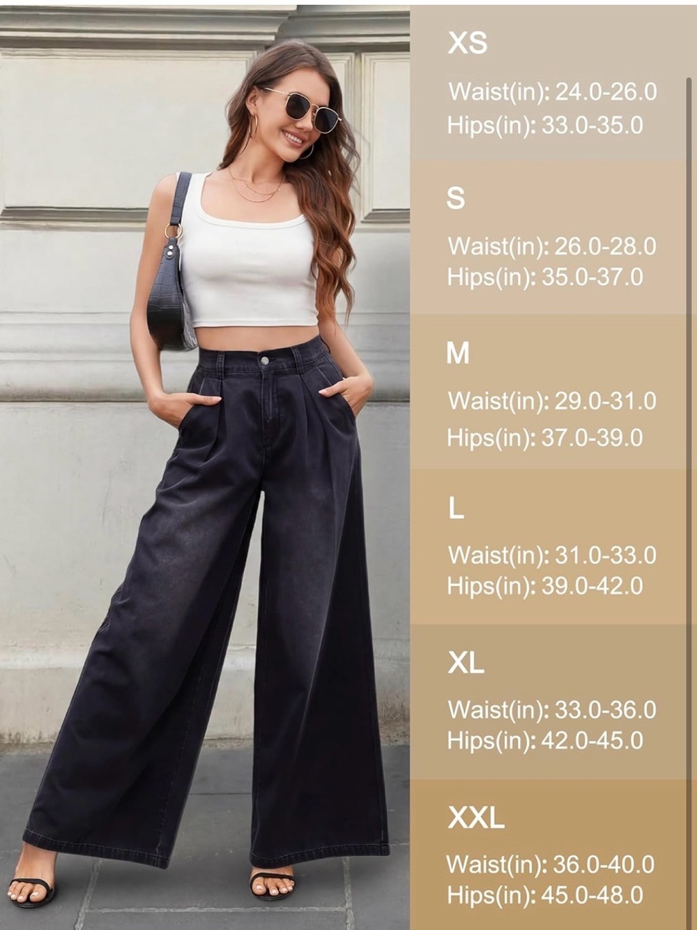 Oversized Wide Leg Black Jeans  - 33” Inseam High-Waist - Picture 3 of 15